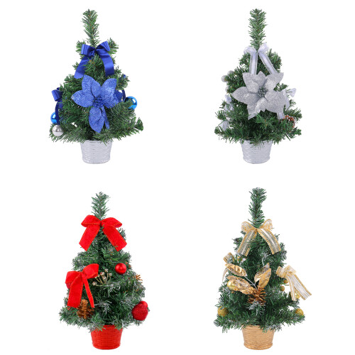 Festival Tabletop Christmas Tree Potted Plant Desktop-Silver 1