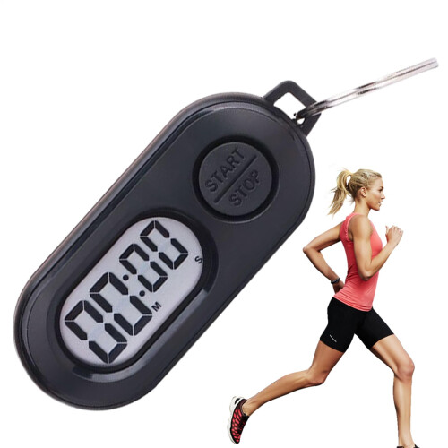 Time Counter Watch Outdoor Stop Timer Keychain, LCD Screen, MultiFunction Countdown Clock For Athletes, Teachers, Black