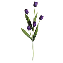 Wedding Decor Silk Tulips, Lifelike Artificial Flowers for Home Decor and Allergy Relief (1M, Dark Purple)