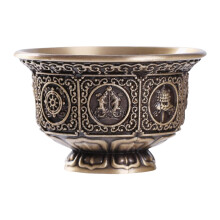 Cultural Tibetan Eight Auspicious Symbols-green patina brass