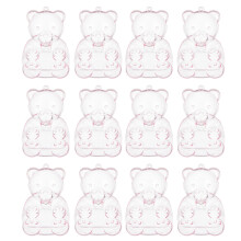 12Pcs Bear Shaped Clear Candy Box Plastic Containers-Pink
