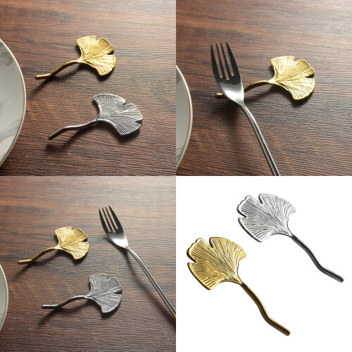 Stainless Steel Chopstick Holder Ginkgos Leaf Shaped-Silver 2