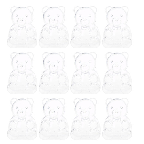 Pack of 12 Bear Shaped Candy Containers Sweets Holders-Clear