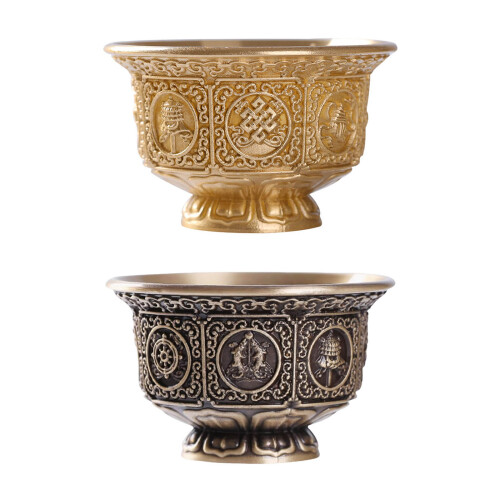 Copper Buddhist Ritual Offering Cup Eight-golden brass 1