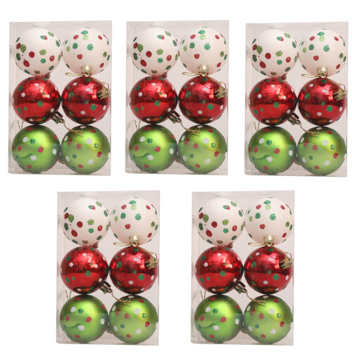 Shatterproof Christmas Tree Baubles Stable-Grass green red and