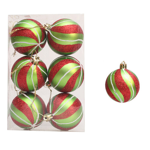 Shatterproof Christmas Tree Baubles Stable-Grass green red and 2