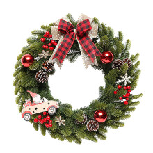 Christmas Swag With Pine Cone Red Berry And Bow, Teardrop Door Swag Decoration For Front Door Outdoor Indoor Wall, 60Cm Artificial Pine Branch Swag Fo