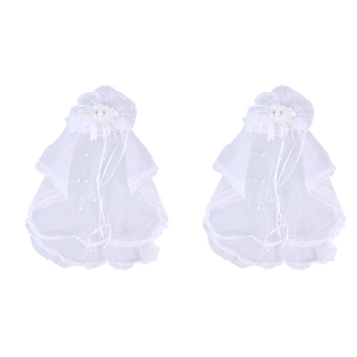 2Stk Schleier Spitze Haarschmuck Für 1