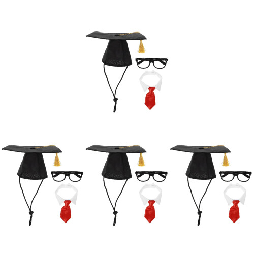 4 Sets Hundemützen Mit Brille Requisiten Rot 1