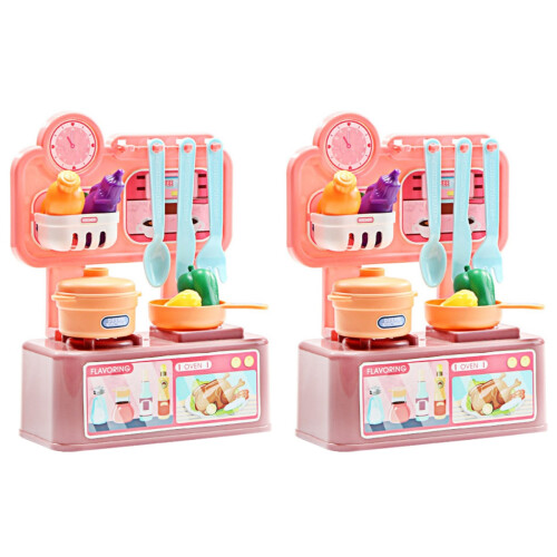 2 Sets Kinder Küchen Spielzeug Mit Besteck Simulation Pink 1