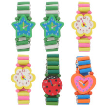 18 Pcs Cartoon Watch Toy For Kids Stretchable Wooden Gift