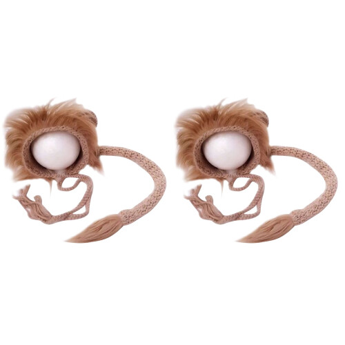 2Stück Babyfotografie Kostüm Strickmütze Mit 1