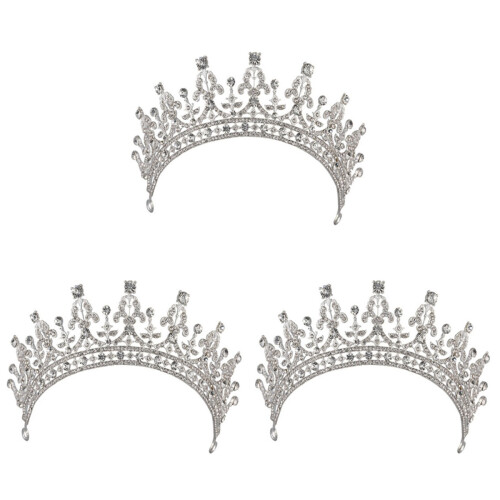 3Stk Barock Tiara Braut Kopfschmuck Silber 1