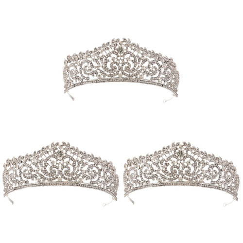 3Stück Barock Krone Hochzeitskopfschmuck Silber 1