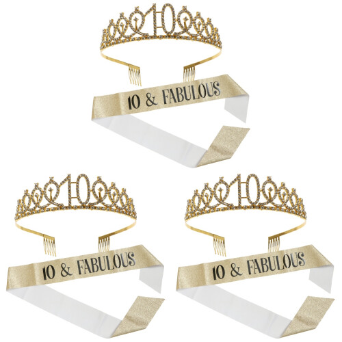 3 Sets Kroon Haarkam En Lint Hoofdaccessoire 2