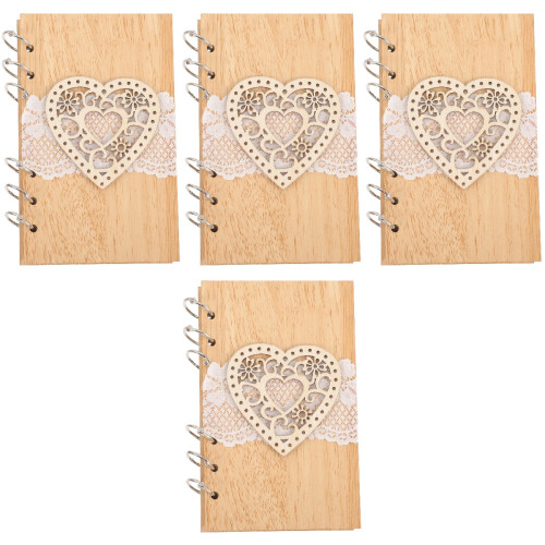 4Stk Holz Hochzeitsgästebuch Schild Notizbuch 2