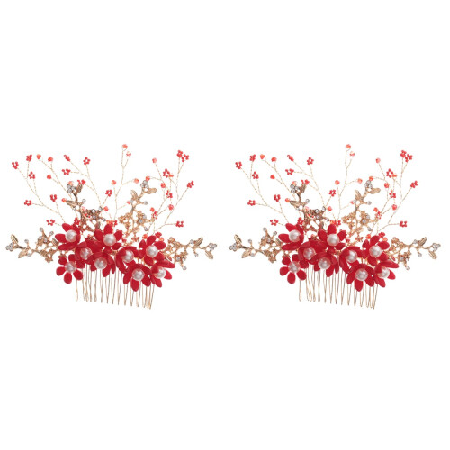 2Stk Handgemachter Perlenhaar Blumenkopfschmuck 1
