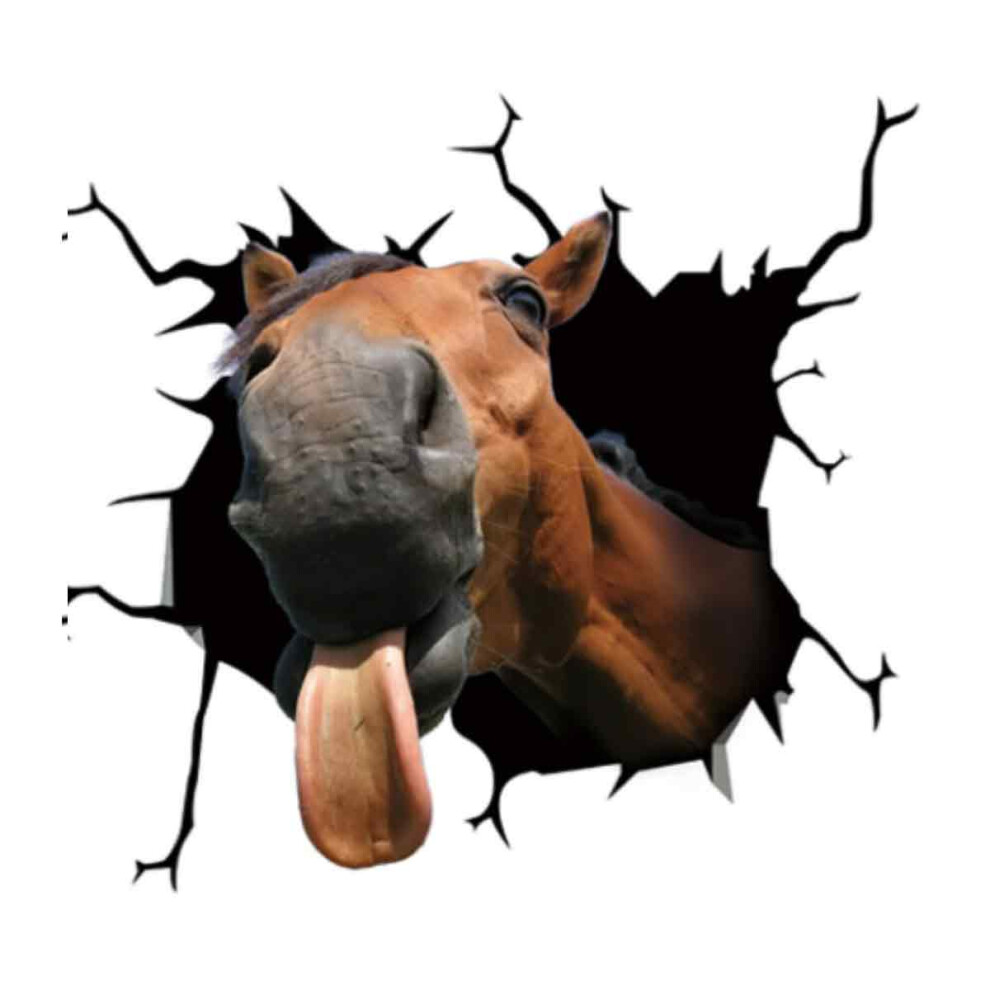 Horse Crack Surface Car Decal, Easy To Peel Off Reusable Wall Sticker, 3D Design Cute & Life-Like Automotive Sticker For Vehicle Window Car Body Bumpe 9094122548619