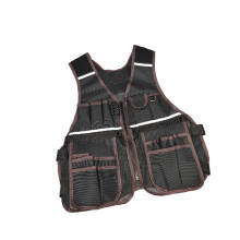Reinforced Tool Storage Vest With Reflective-Coffee color