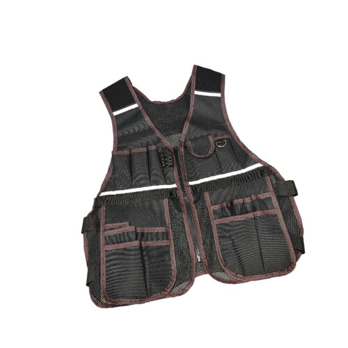 Reinforced Tool Storage Vest With Reflective-Coffee color