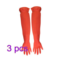 3Pairs Heat Resistant Red Latex Washing Gloves for Household Cleaning