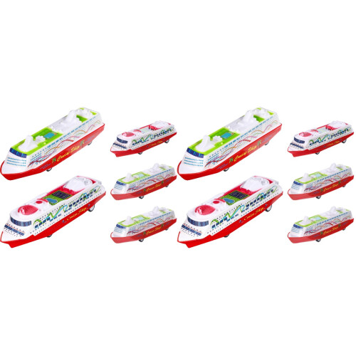 10 Pcs Cruise Ship Model Pull Back Steamship Gliding Toy Random Style 1