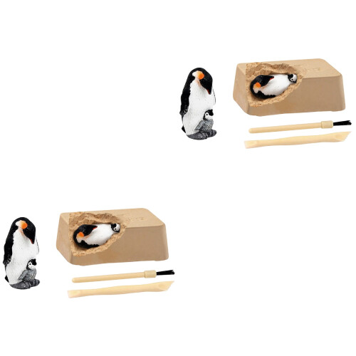 2 Sets Simulation Pinguin Modell Wildtier Figur Desktop 2