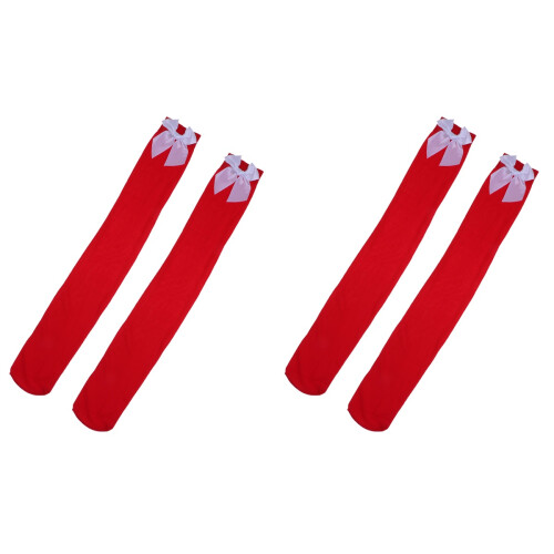 2 Pairs Overknie Socks Vrouwen Met Stropdas Design 1