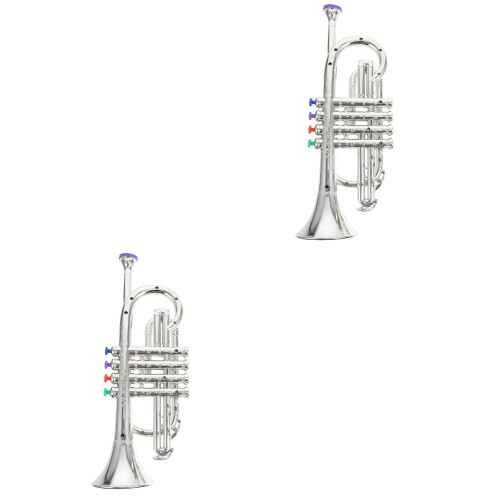 2 Pcs Plastic Musical Toy Instrument For Kids Silver 2