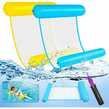 Espreguiçadeira flutuante para piscina, lago e praia, rede aquática com design ergonômico e material de PVC espesso, portátil e dobrável,