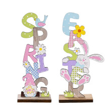 Stands Upright Wooden Figurine Set, Space-Saving & Easy Display Easter Ornaments, Spring Table Top Decor with Handcrafted Details and Vibrant Easter B