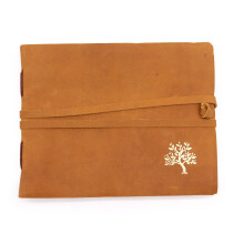 Vintage Gifts , Crystals and Collectables - Leather Sketchbook Golden Tree - 144 pages - 18x23cm