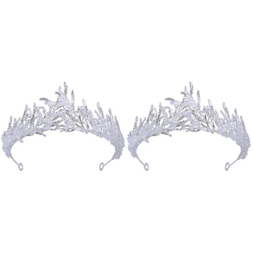 2 Silber Kristallperlen Tiara Accessoire 2