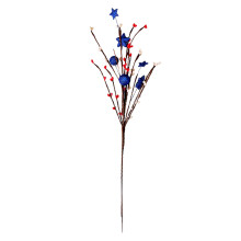 Glitter Star Pip Berry Picks for High Quality Material, Patriotic Artificial Flowers with Red White Blue Berries Faux Berry Branches Adjustable Stem C