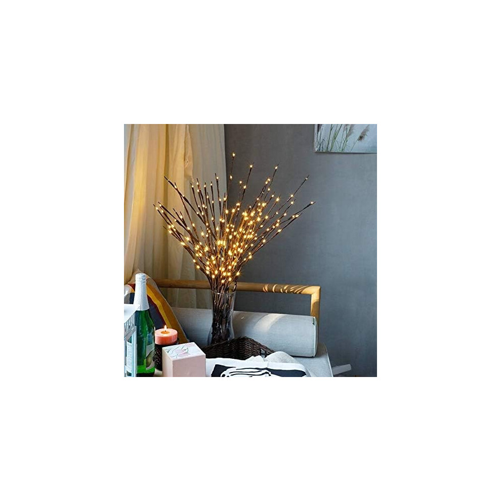 Safe And Easy To Use Led Branch Lights, Diy Decoration Bendable Twig With 20 Warm Bulbs, The Branches Of The Vase For Romantic Ambiance, D White/Light