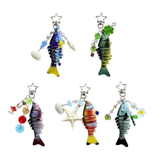 Artistic 3D Fish Shaped Keychain Compact Size Ideal-Turquoise 1
