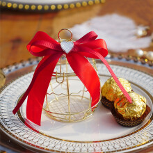 Vintage Metal Candy Boxes For Guests, Elegant Gold Birdcage Decor Party Favor Containers Belgian Milk Chocolate Coins, Tinplate Mini Gift Box (Noble R