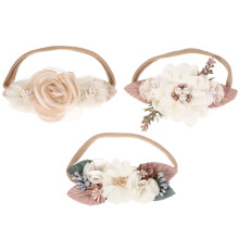 9 Baby Hundert Haarreifen Perlen Pink Beige