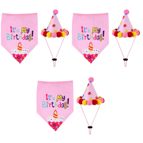 3 Sets Geburtstags Hut Handtuch Rosa 2