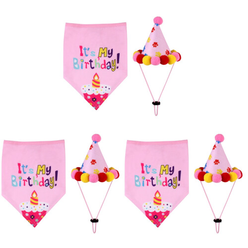 3 Sets Geburtstags Hut Handtuch Rosa 1