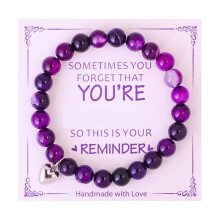 Love Charm Chain Bracelet With Secure-Purple Striped Agate