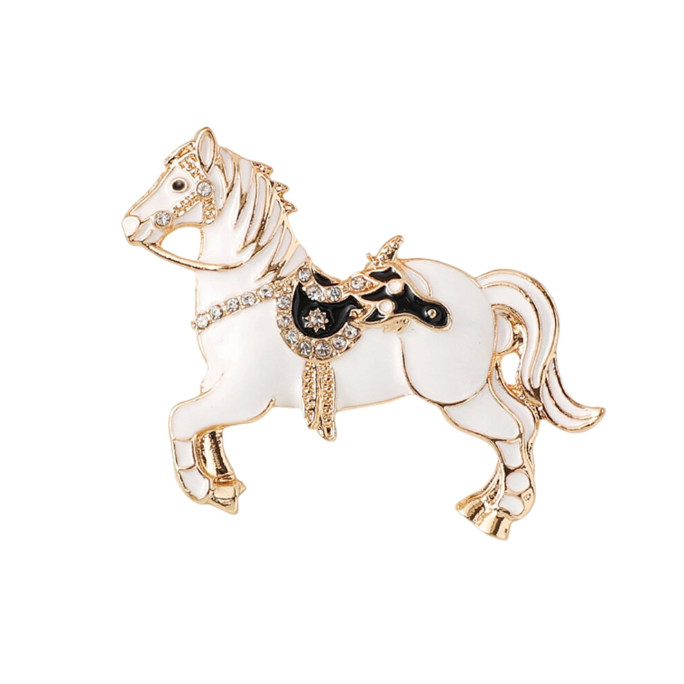 Fashionable Horse Design Brooch Badge With Safety Lock-White