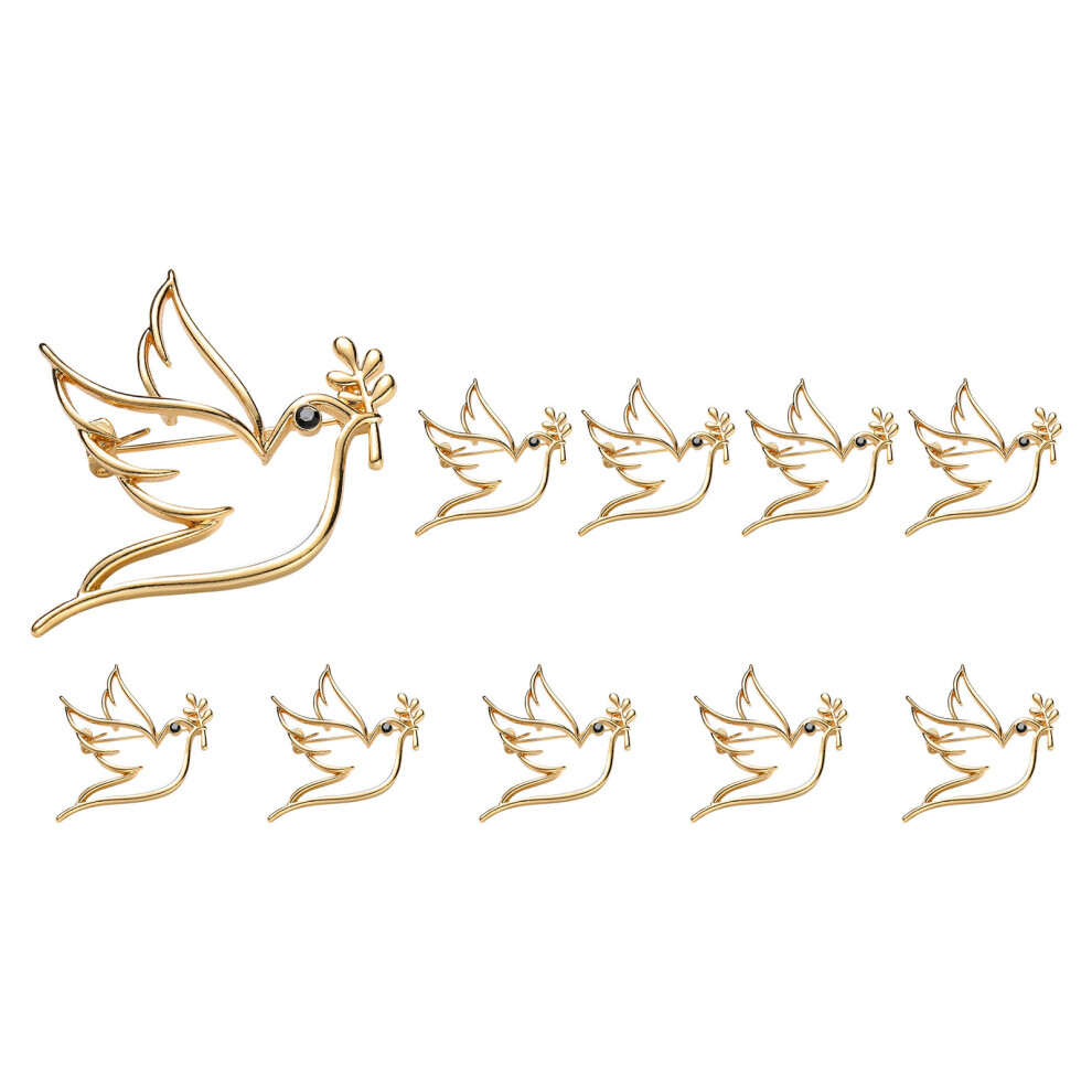 Gold Peace Symbol Fashion Brooch Vintage Inspired Doves-Color
