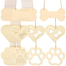 4 Sets Holzchips Knochenklaue Herzform Mit Seil Partyzubehör