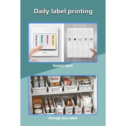Thermal Label Printer 1200mAh Battery BluetoothCompatible Portable For  Office Notes Memos 2
