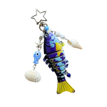 Lifelike Fish Keychain Realistic Detailing Sturdy PVC-Blue