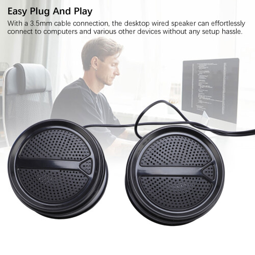 Wired USB 2.0 Computer Speaker 3W Stereo Laptop Sound, Small Black 2