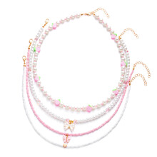 Elegante kettingen met aardbeienkralen, ideaal voor-Roze ketting