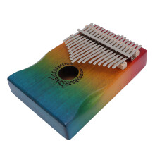 17-Tasten Mahagoni Kalimba Daumenklavier mit bunter Farbverlaufsoptik und Tragetasche