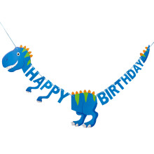 2Stk Dinosaurier Happy Birthday Bunting Geburtstagsdekoration Blau